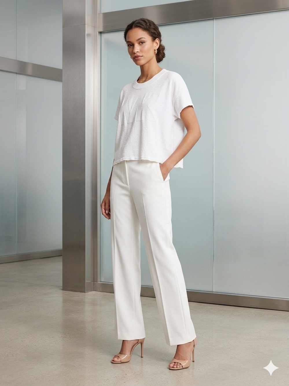 Michael Kors White Short-Sleeve Boxy Top Casual Summer - Picture 6 of 7